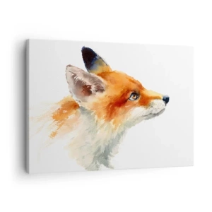 Obraz na plátně - Liška obecná v akvarelovém stylu na bílém pozadí - 70x50cm - Opatrnosti není nikdy dost - Moderní nástěnná dekorace do obývacího pokoje a ložnice ARTTOR