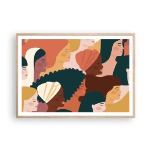 Plakát v rámu světlý dub - Pouze ženskost - 100x70 cm