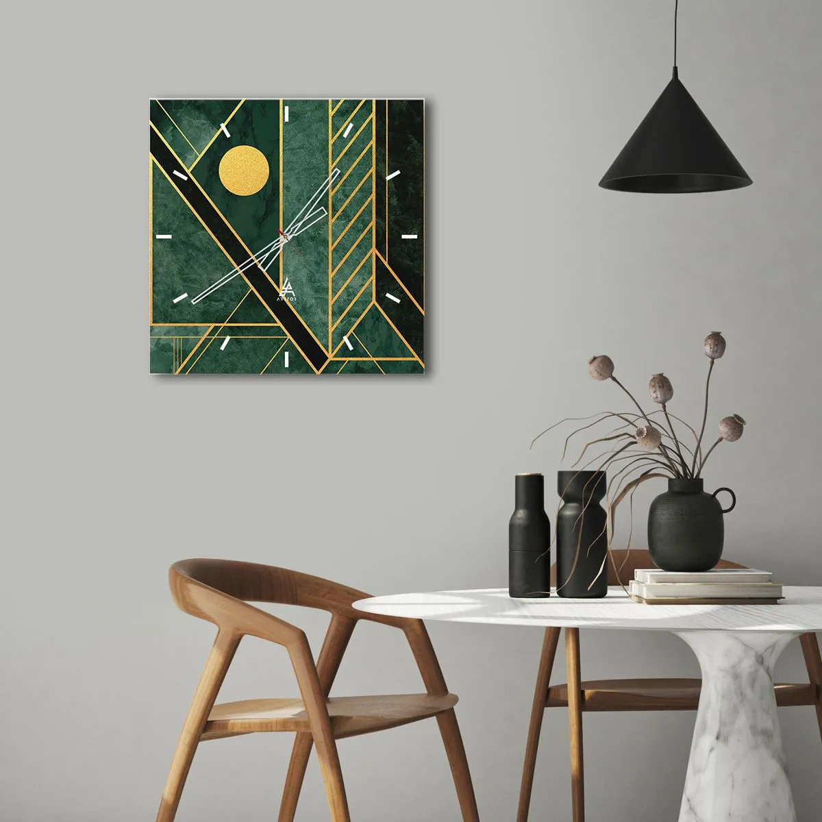 Nástěnné hodiny - Dynamika zlata a lazuritu - 40x40 cm