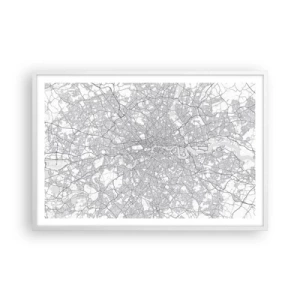 Plakát v bílém rámu - Mapa londýnského labyrintu - 91x61 cm