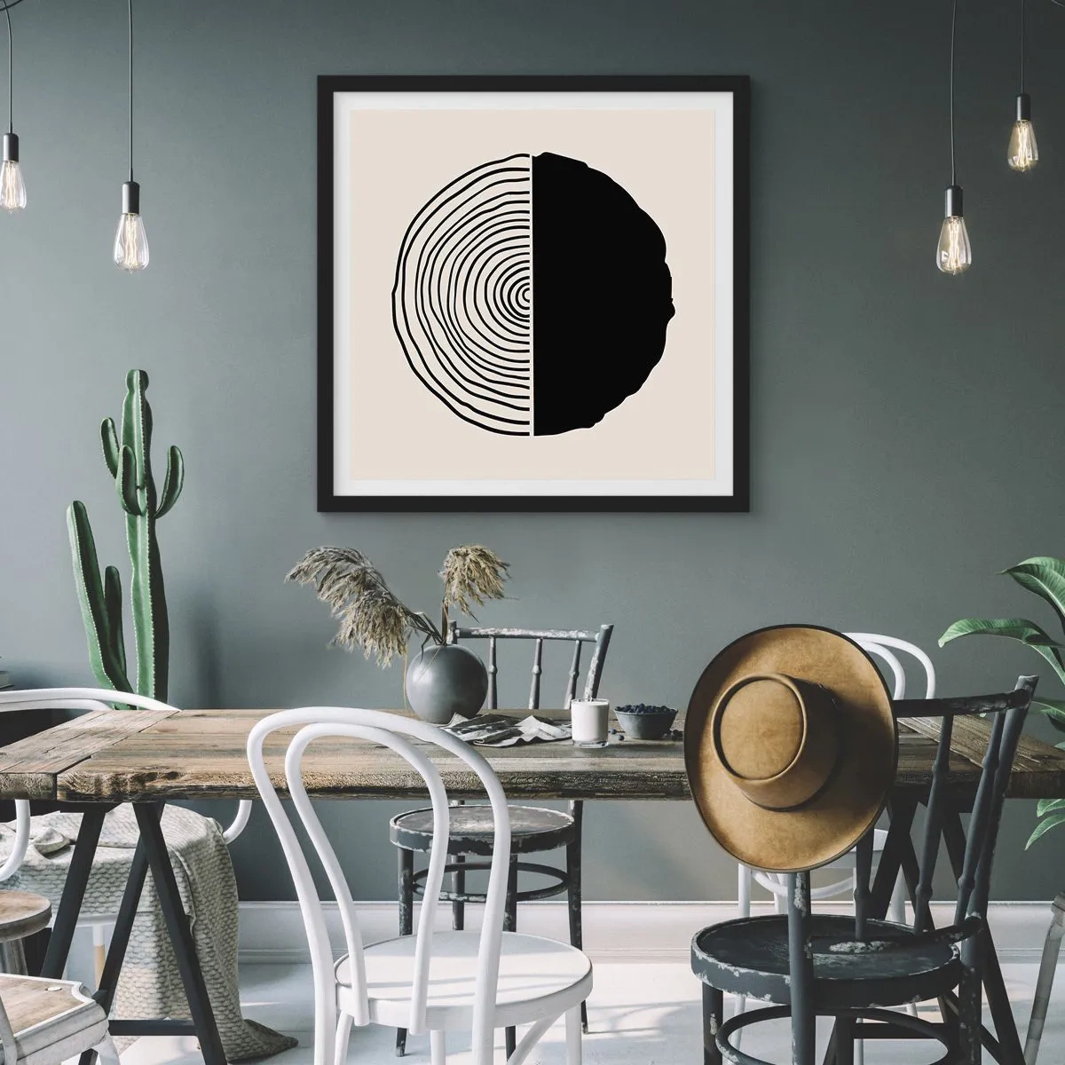 Plakát v černém rámu - Půl na půl - 60x60 cm