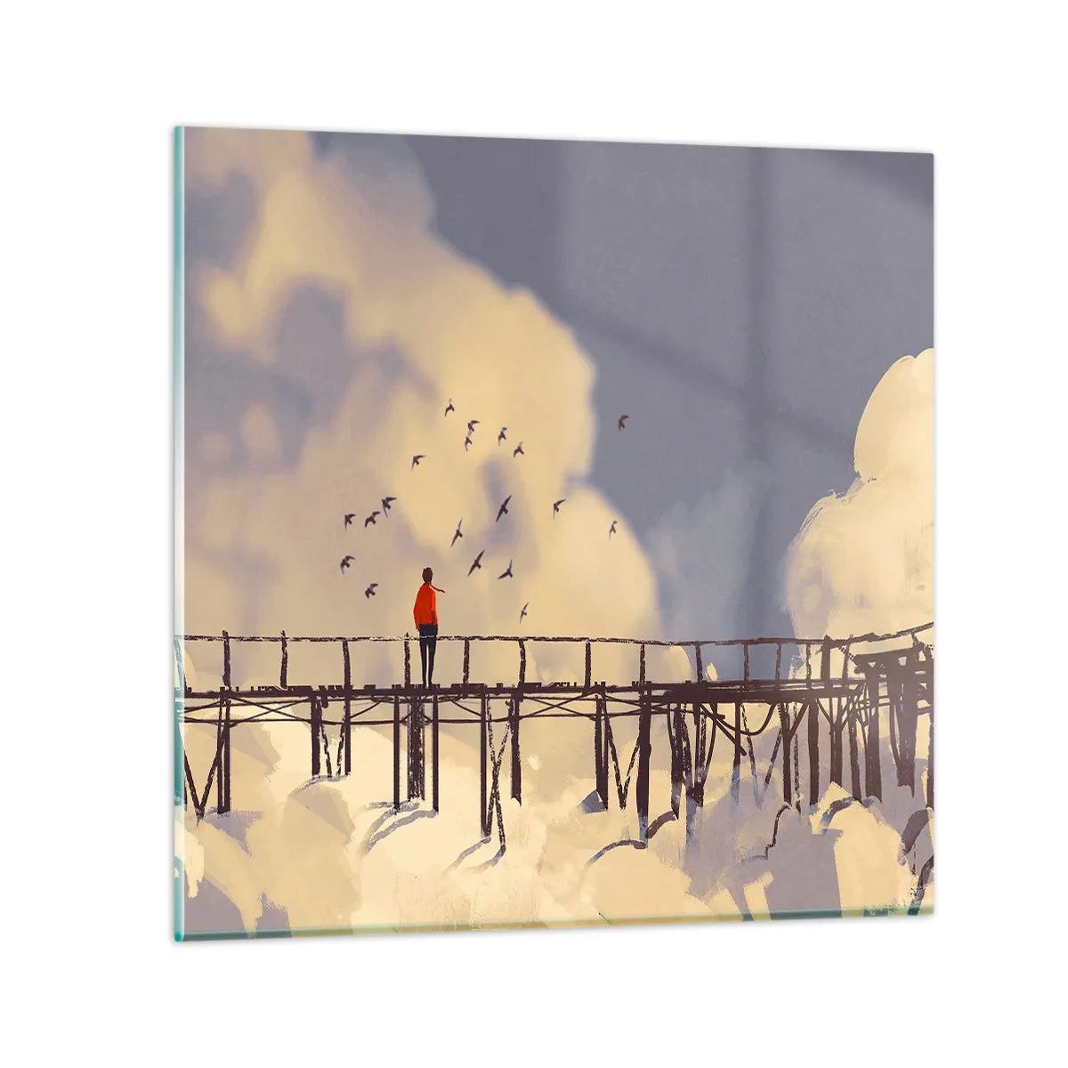 Obraz na skle - Modrý stesk - 50x50 cm