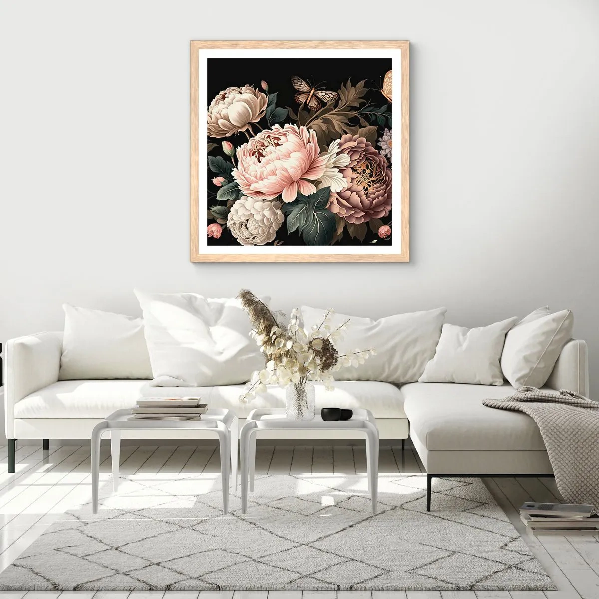 Plakát v rámu světlý dub - V barokním stylu - 30x30 cm