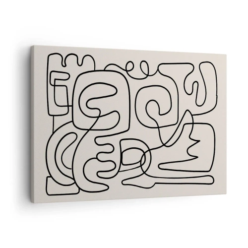 Obraz na plátně - Abstraktní čárový vzor v černé barvě na světlém pozadí - 70x50cm - Podle stopy - Moderní nástěnná dekorace do obývacího pokoje a ložnice ARTTOR