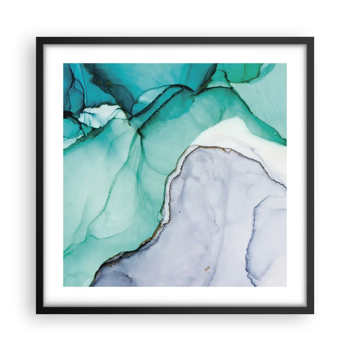 Plakát v černém rámu - Studie v tyrkysové - 50x50 cm