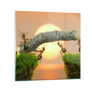 Obraz na skle - Radostná, společná práce - 30x30 cm