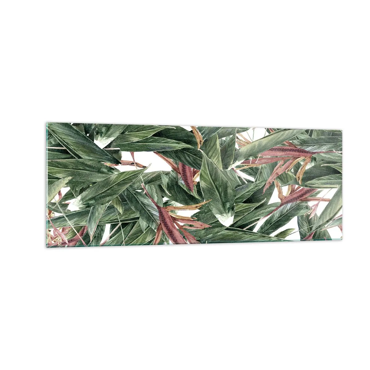 Obraz na skle - Smaragdově-liliové houští - 140x50 cm