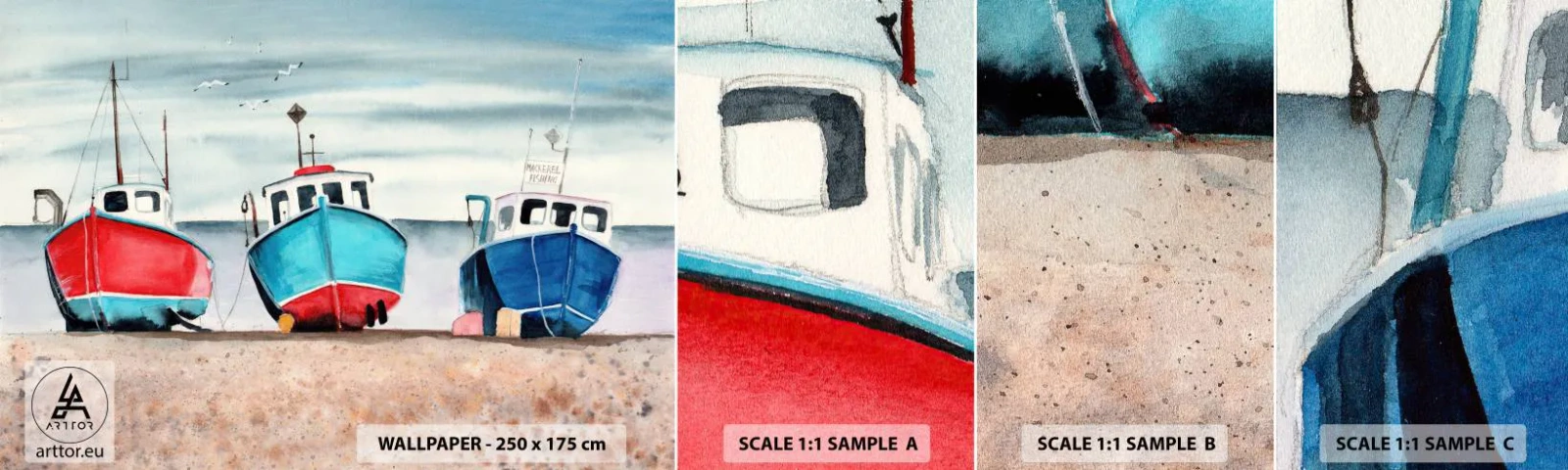 Vzor Fototapety Samolepicí Deluxe Sticker - Připravené na úlovek - Námořní, Pobřeží, Rybářské frézy - 100x30 cm