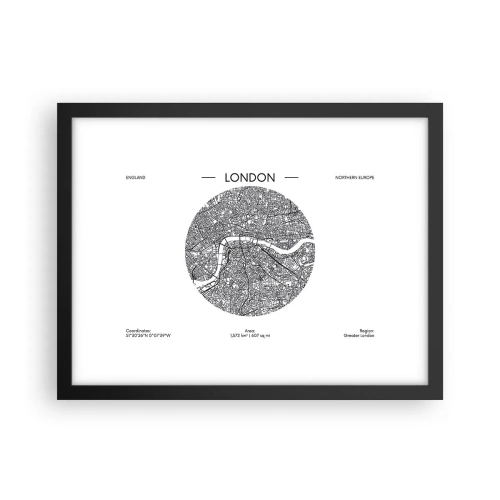 Plakát v černém rámu - Anatomie Londýna - 40x30 cm