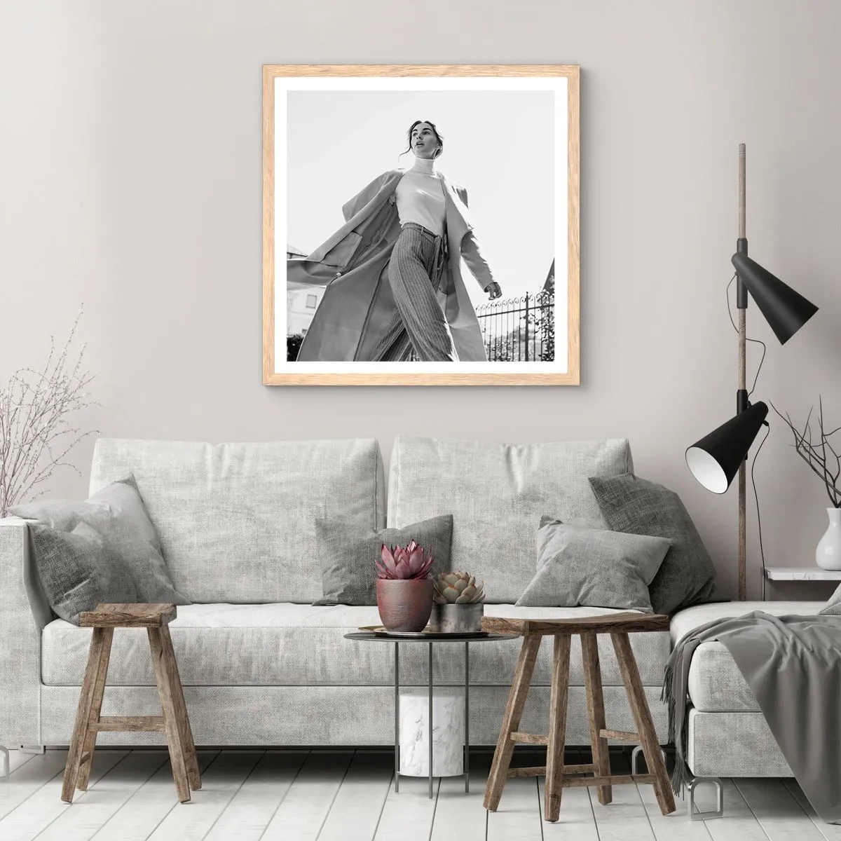 Plakát v rámu světlý dub - Jdeš se mnou? - 60x60 cm
