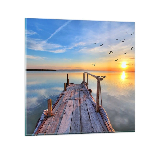 Obraz na skle - Jít před sebe směrem ke slunci - 40x40 cm