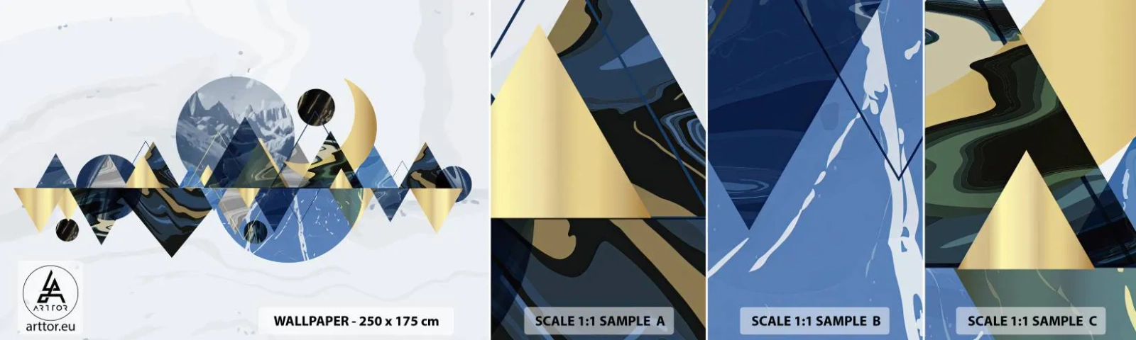 Vzor Fototapety Samolepicí Deluxe Sticker - Geometrická krajina - Abstrakce, hory, Kus - 100x30 cm