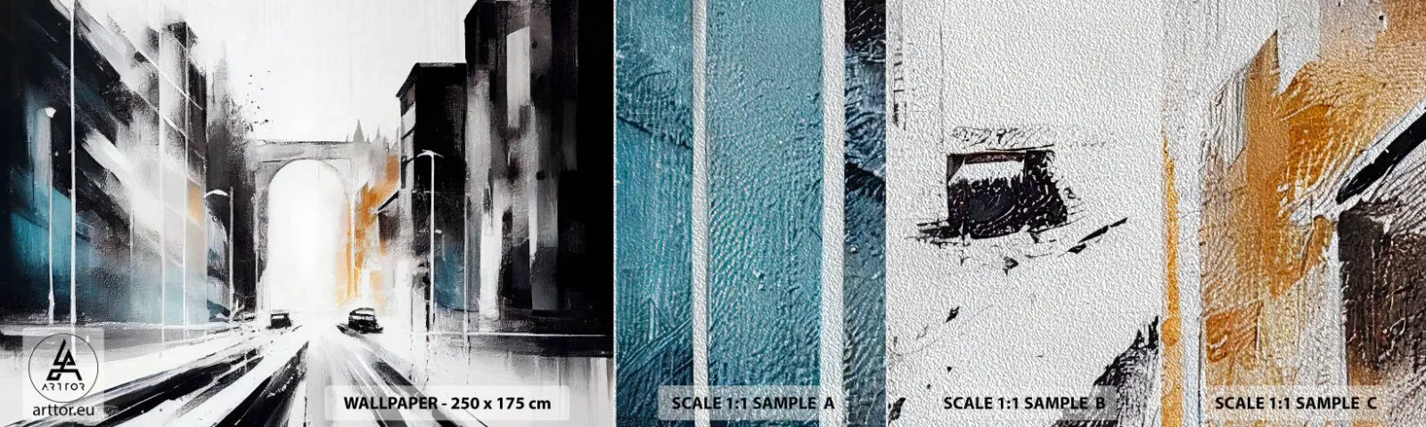 Vzor Fototapety Premium Sand - Studie města: architektura a pohyb - Architektura, Krajina, ulice - 100x30 cm