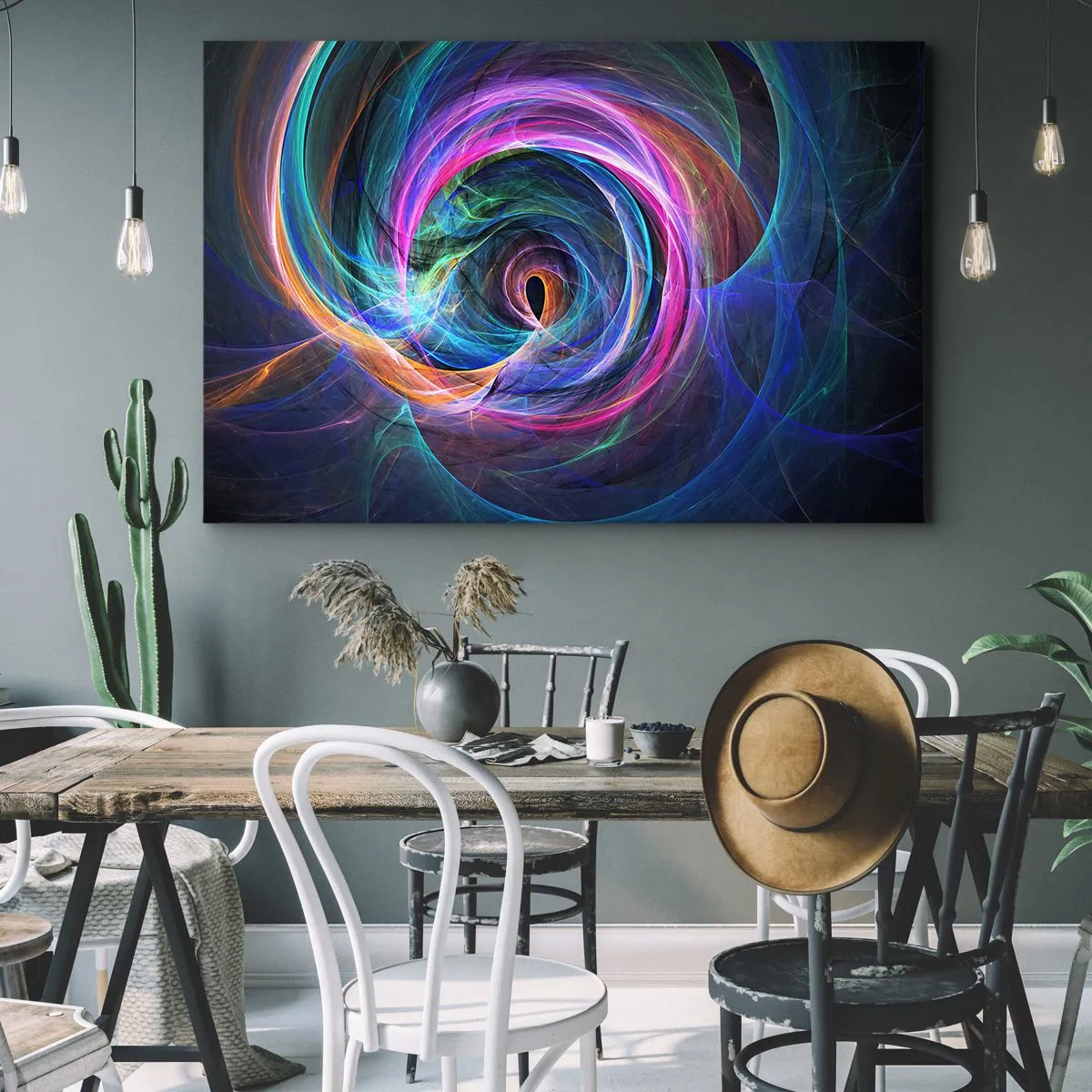 Obraz na plátně - Abstraktní vír barev v odstínech fialové, růžové a modré. - 70x50cm - Kam mě vedeš? - Moderní nástěnná dekorace do obývacího pokoje a ložnice ARTTOR
