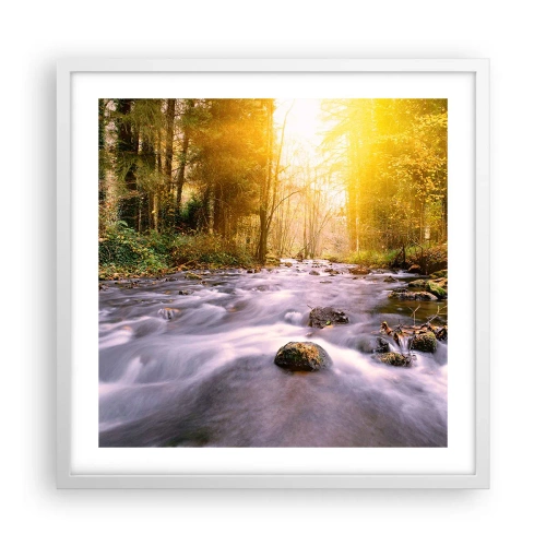 Plakát v bílém rámu - Malachit ve stříbrně-zlaté podobě - 50x50 cm