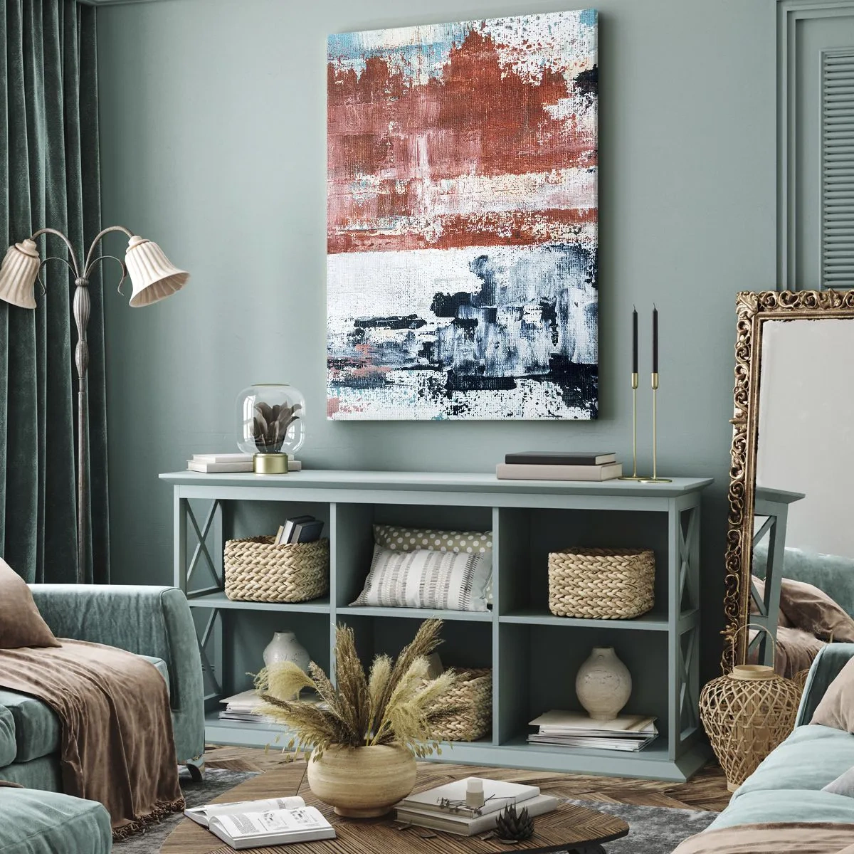 Obraz na plátně - Abstraktní půl na půl - 45x80 cm
