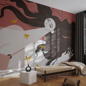 Fototapeta Standard Eco - Sen o zlatém koni - Žena, Portrét, Minimalismus - 300x210 cm