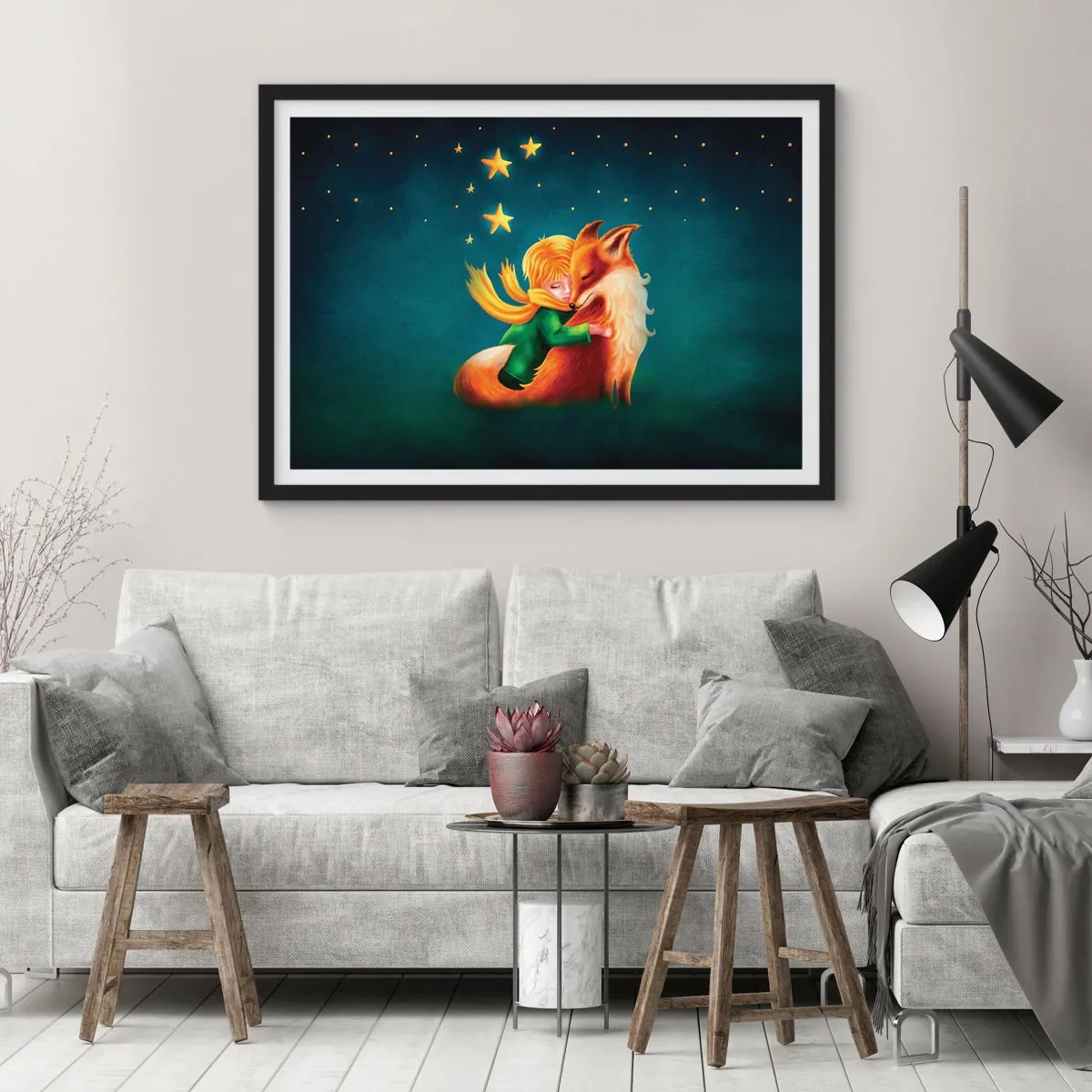 Plakát v černém rámu - Malý princ - 70x50 cm
