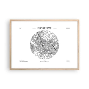 Plakát v rámu světlý dub - Anatomie Florencie - 70x50 cm