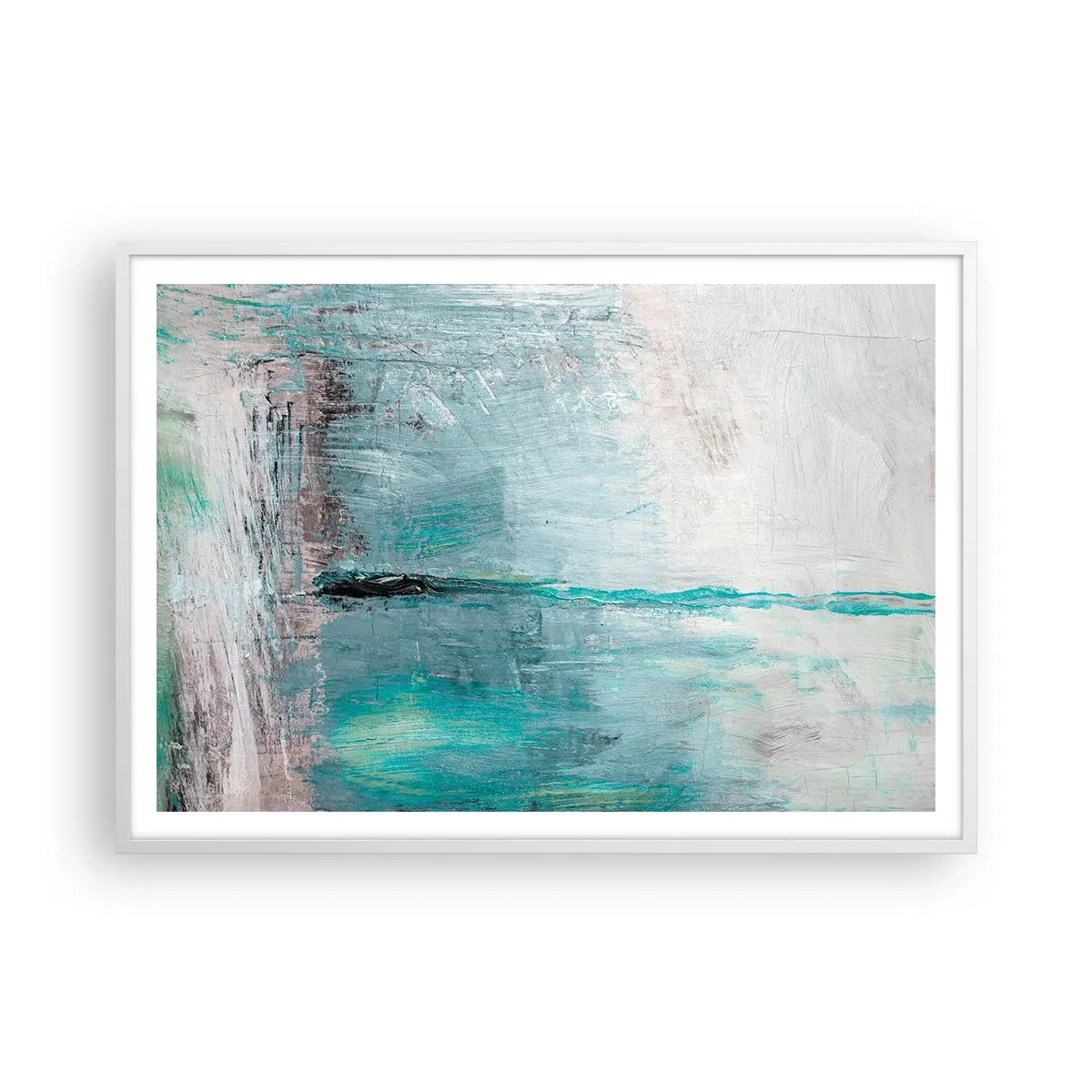 Plakát v bílém rámu - Horizontálně v modři - 100x70 cm