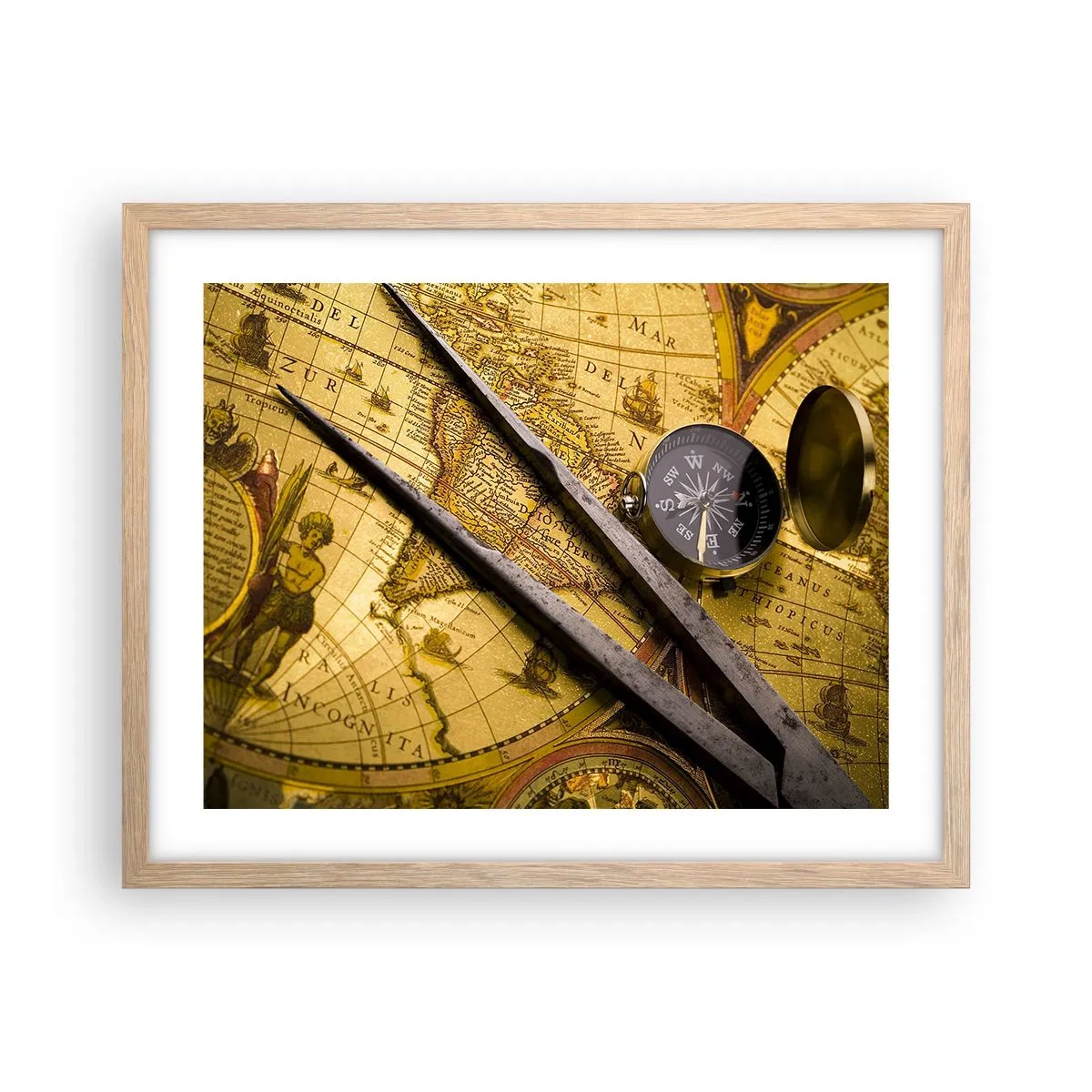 Plakát v rámu světlý dub - Kde jsou ty poklady? - 50x40 cm