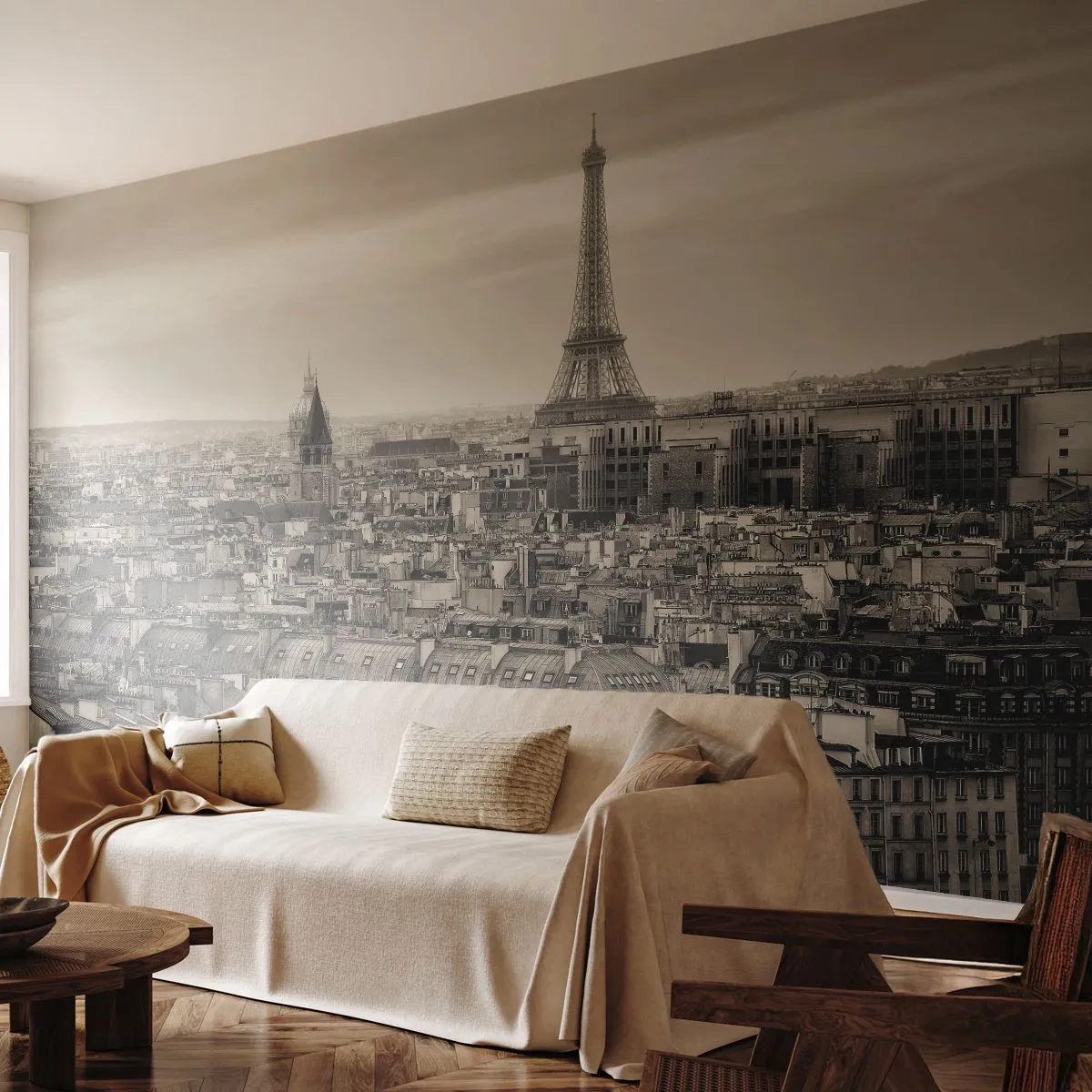 Fototapeta Premium Sand - Nad střechami Paříže - Město, Paříž, Architektura - 100x70 cm