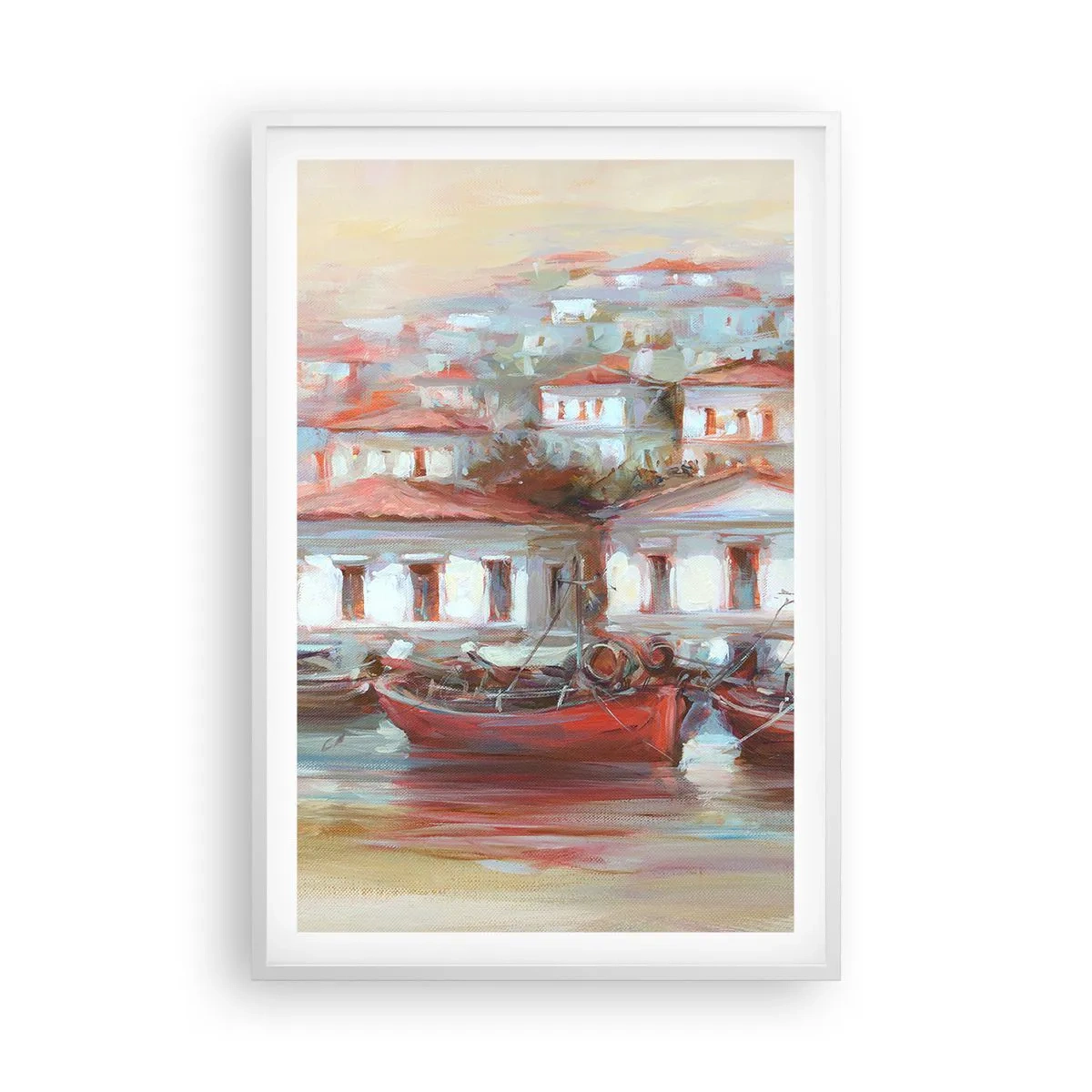 Plakát v bílém rámu - Šťastné městečko - 61x91 cm