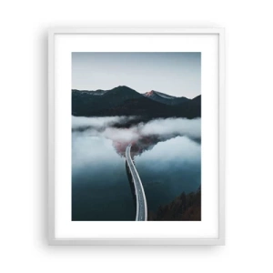 Plakát v bílém rámu - U vody hladké jako zrcadlo - 40x50 cm