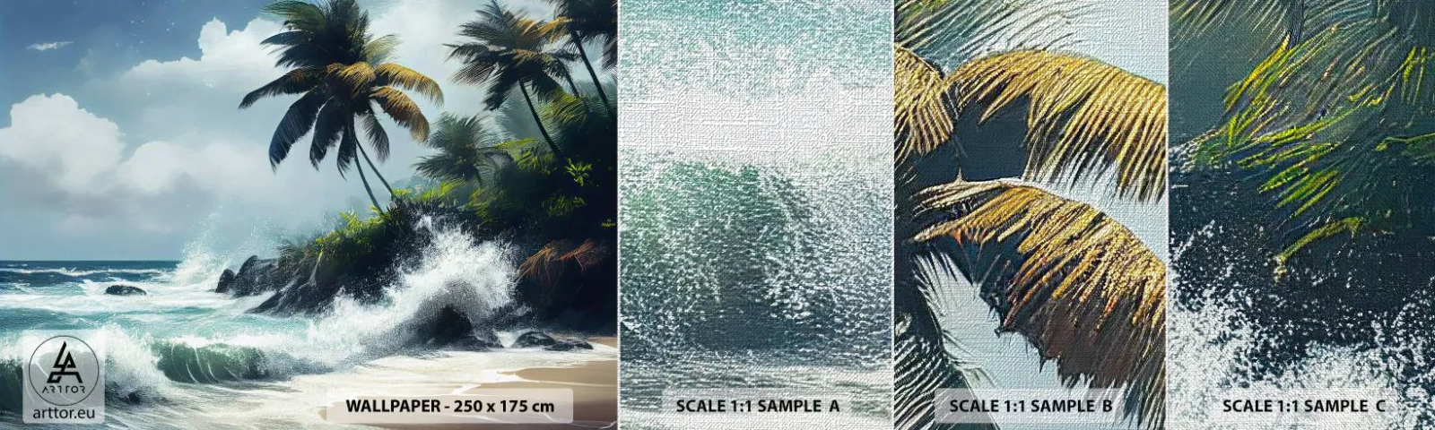 Vzor Fototapety Premium Canvas - Na tropickém pobřeží - Pláž, Tropický, Dlaň - 100x30 cm