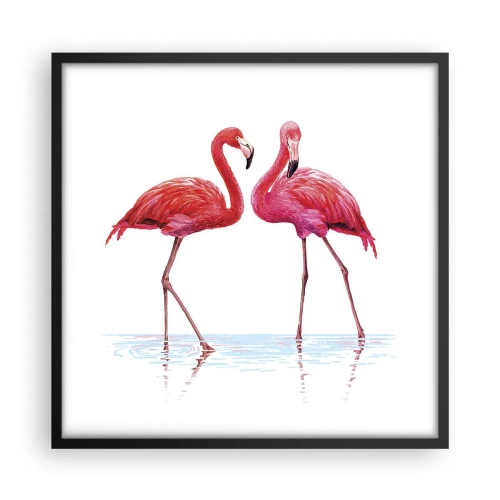 Plakát v černém rámu - Růžové rendez-vous - 50x50 cm