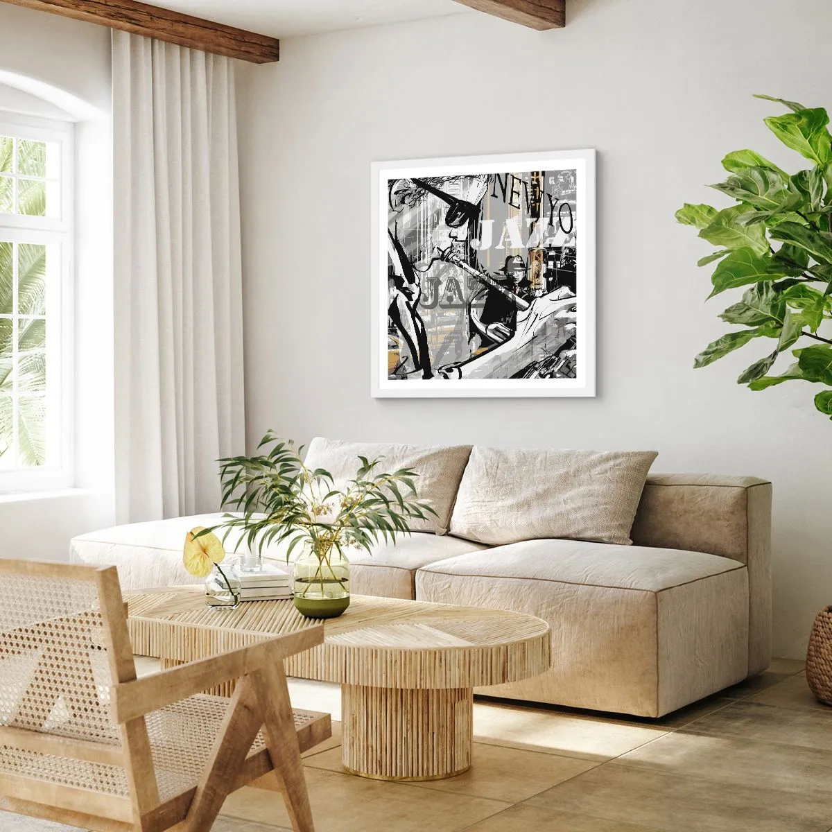 Plakát v bílém rámu - V rytmu New Yorku - 40x40 cm