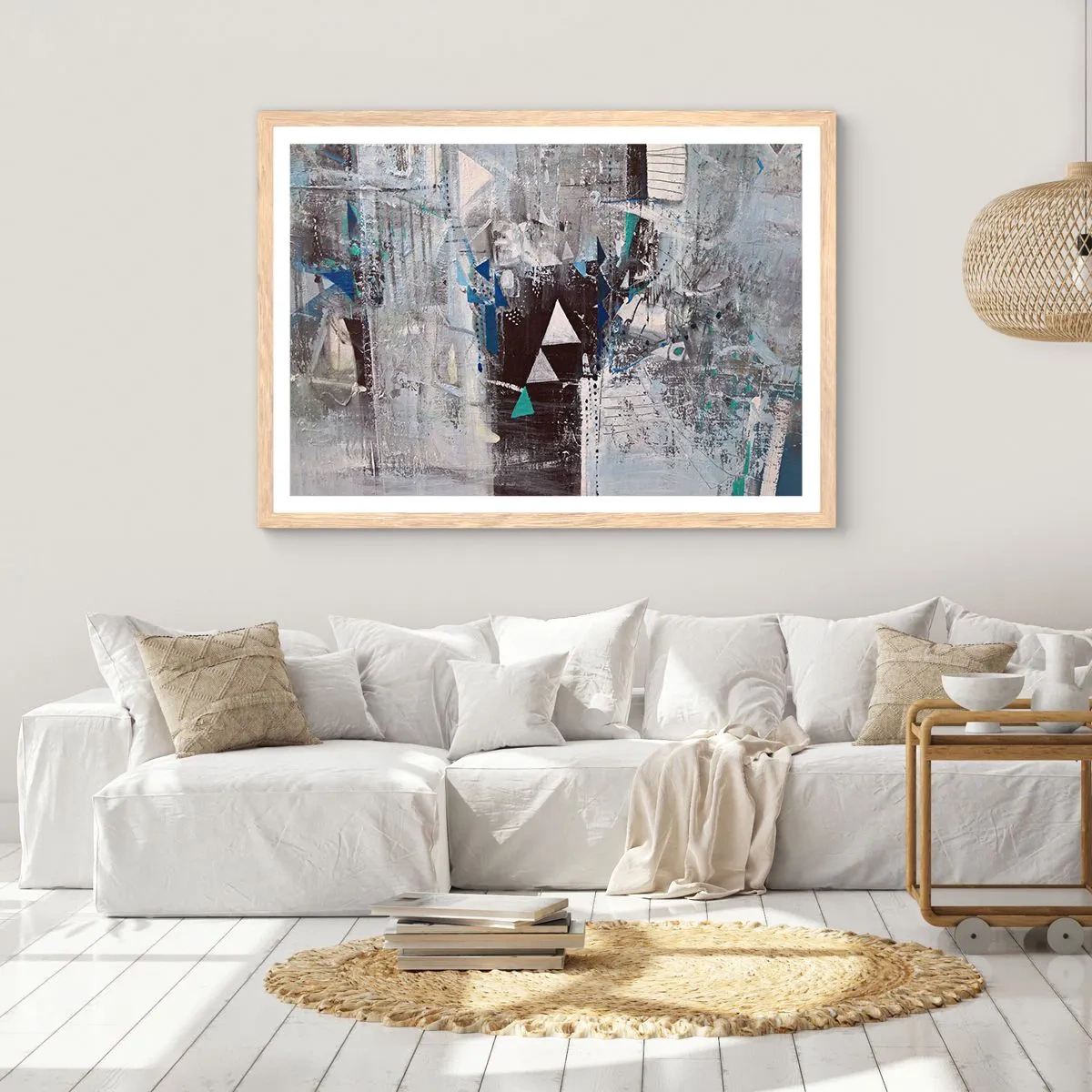 Plakát v rámu světlý dub - Přednostní pořadí trojúhelníků - 70x50 cm