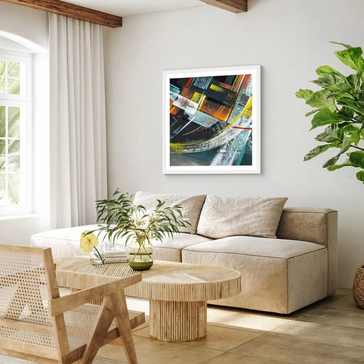 Plakát v bílém rámu - Energie pohybu - 60x60 cm