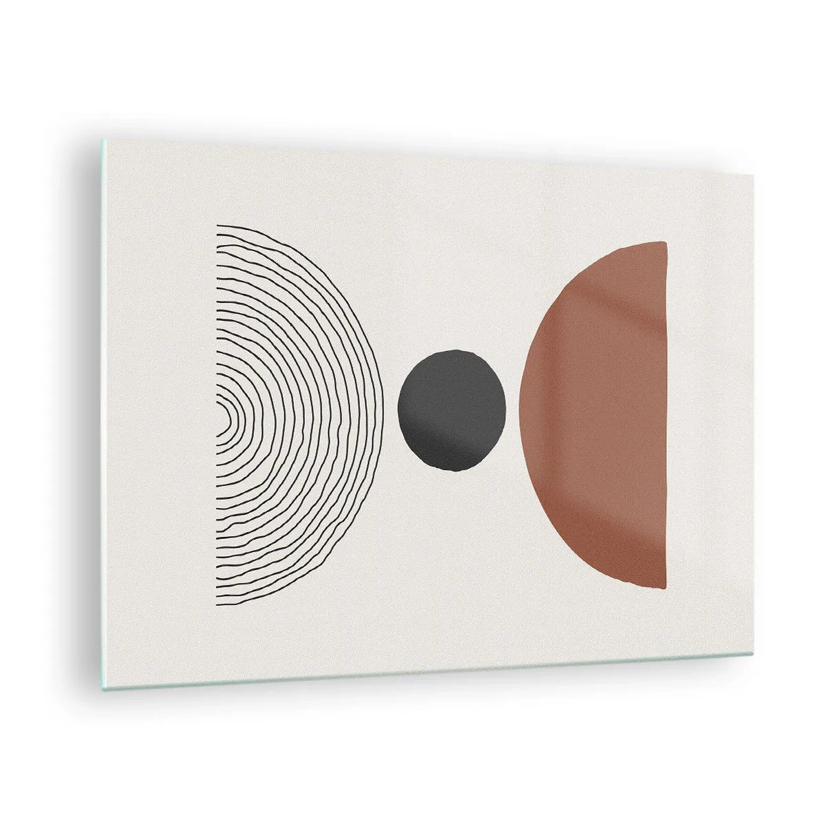 Obraz na skle - Abstraktní geometrické tvary na světlém pozadí - 70x50cm - V centru pozornosti - Moderní nástěnná dekorace do obývacího pokoje a ložnice ARTTOR