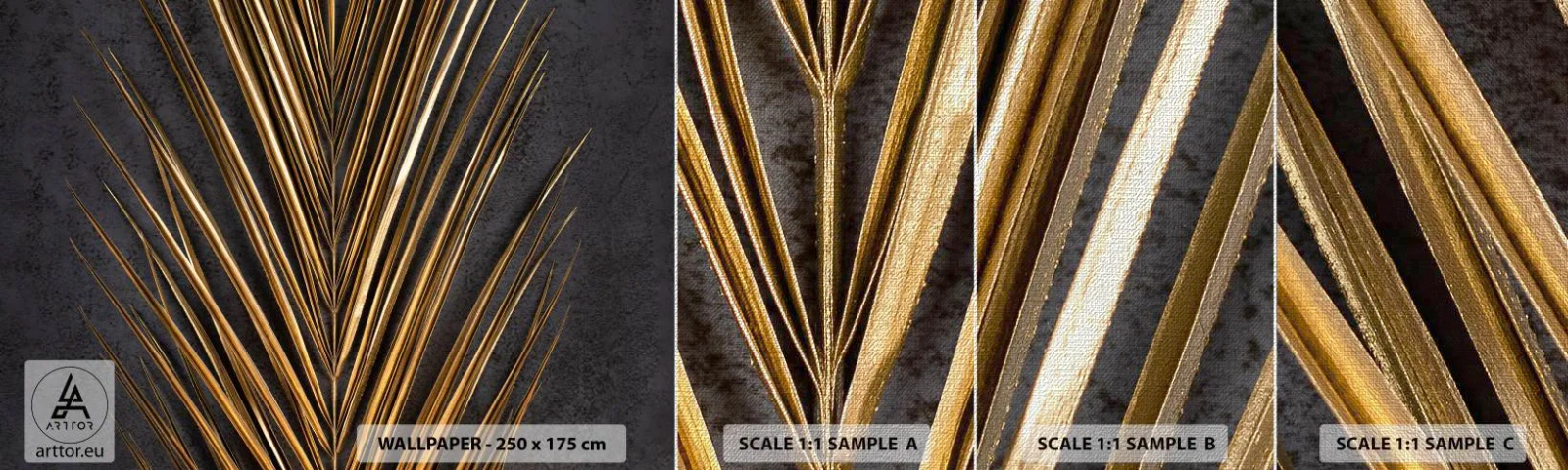 Vzor Fototapety Premium Canvas - Zlato tropů - Palmový list, Kus, Abstrakce - 100x30 cm