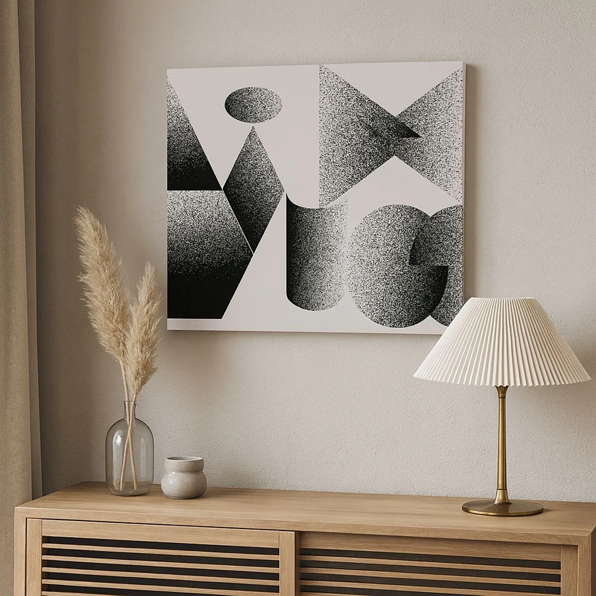 Obraz na plátně - Geometrie složená z úhlů a oválných tvarů - 70x50cm - Úhly a ovály - Moderní nástěnná dekorace do obývacího pokoje a ložnice ARTTOR