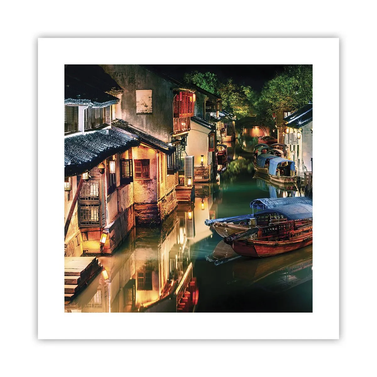 Plakát - Večer na čínské ulici - 40x40 cm