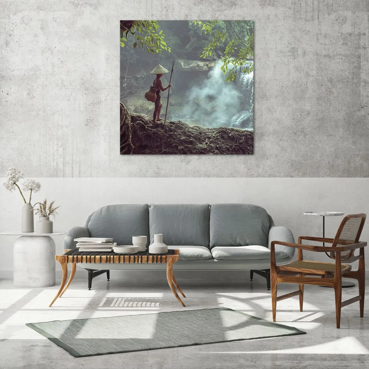 Obraz na skle - Spřátelený s přírodou - 60x60 cm