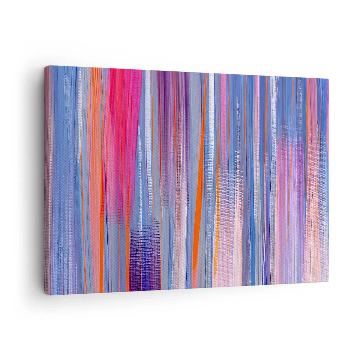 Obraz na plátně - Abstraktní svislé čáry v odstínech modré a růžové - 70x50cm - Naduhuvstoupení - Moderní nástěnná dekorace do obývacího pokoje a ložnice ARTTOR