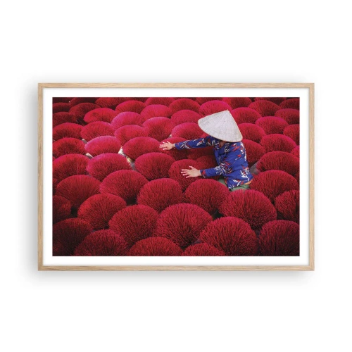 Plakát v rámu světlý dub - Na rýžovém poli - 91x61 cm