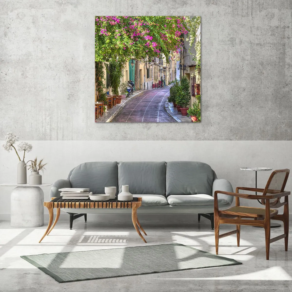 Obraz na skle - Kvetoucí zákoutí - 50x50 cm