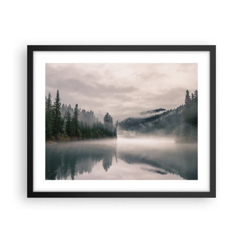 Plakát v černém rámu - V zamyšlení, v mlze - 50x40 cm