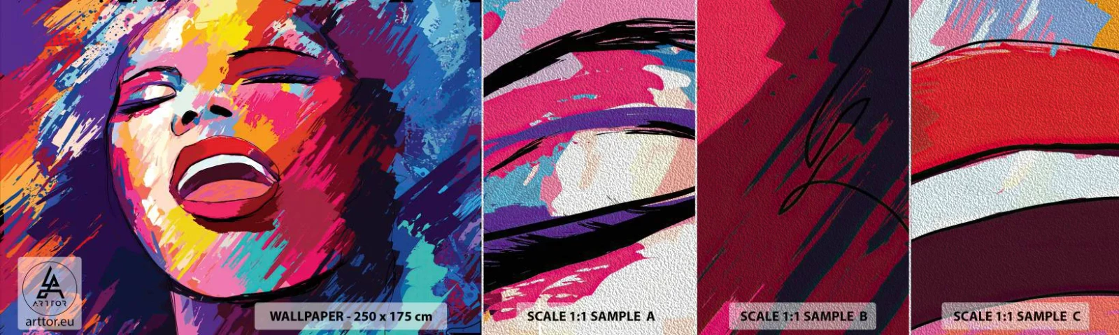 Vzor Fototapety Premium Sand - Vyzpívat celý život - Zpěvák, Abstrakce, Portrét ženy - 100x30 cm