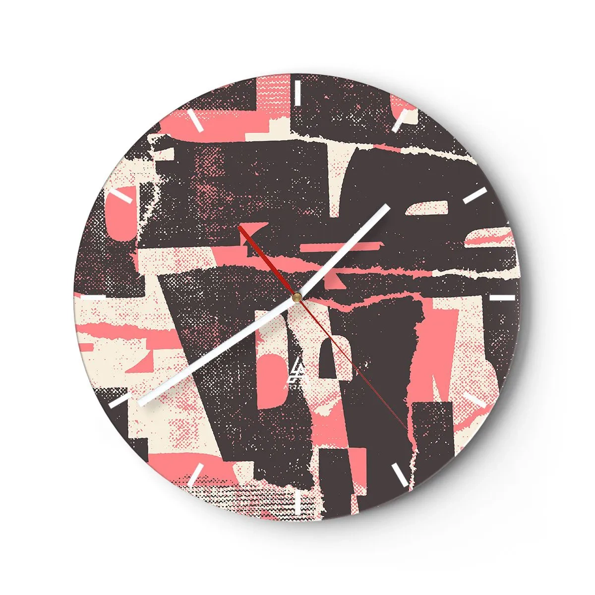Nástěnné hodiny - Geometrická abstrakce v růžové, krémové a hnědé barvě - 30x30cm - Celý tento shon - Moderní nástěnná dekorace do obývacího pokoje, kuchyně a ložnice ARTTOR