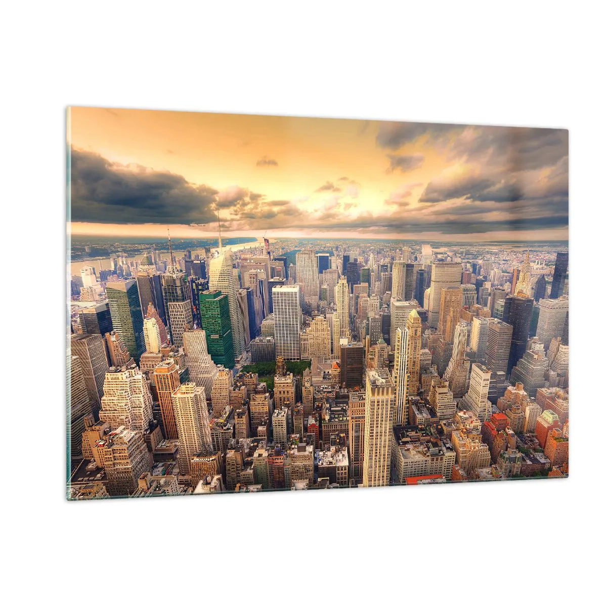 Obraz na skle - Pozlacené Metropolis - 120x80 cm
