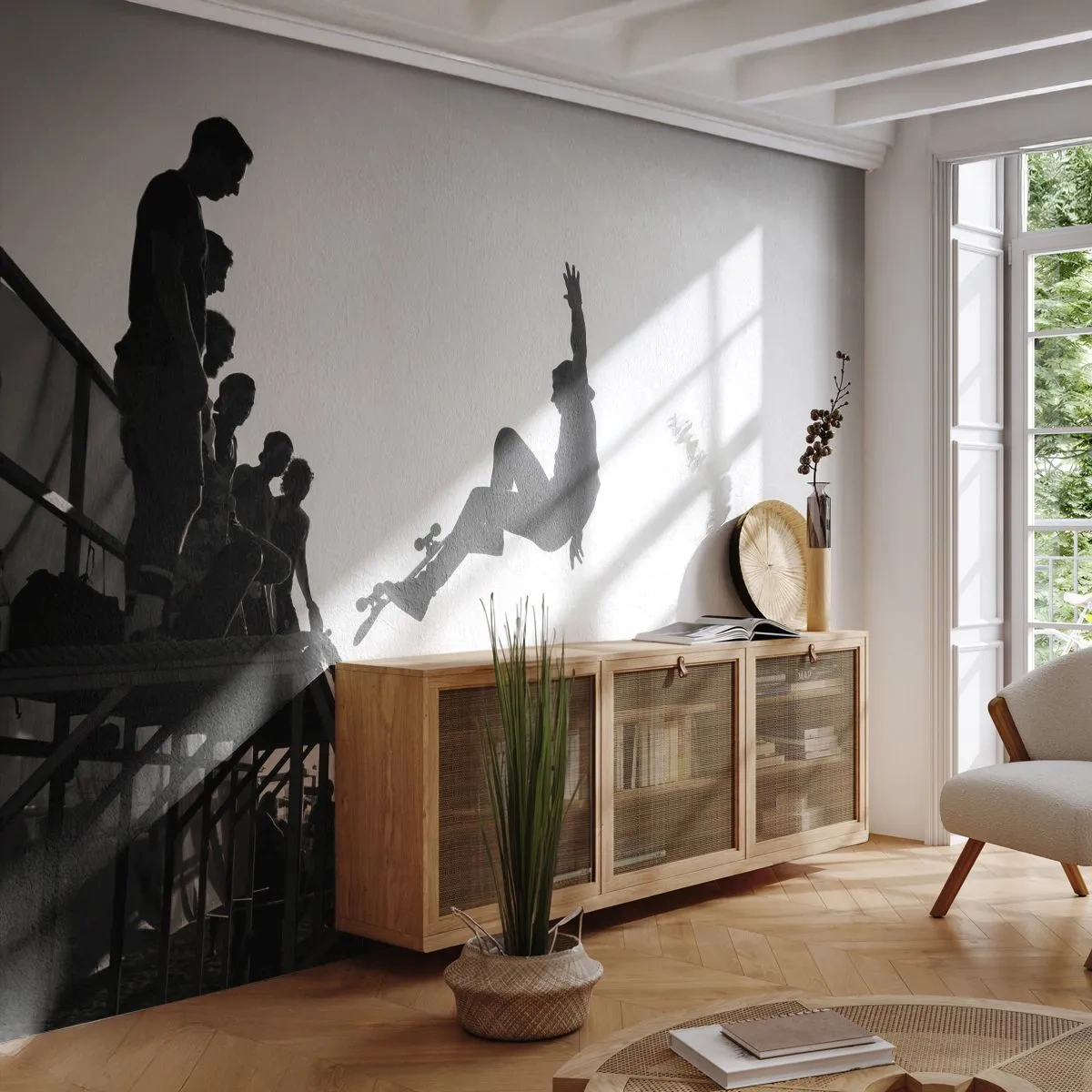 Fototapeta Premium Sand - Hrdinové a diváci - Skatepark, Skateboard, Sport - 450x315 cm