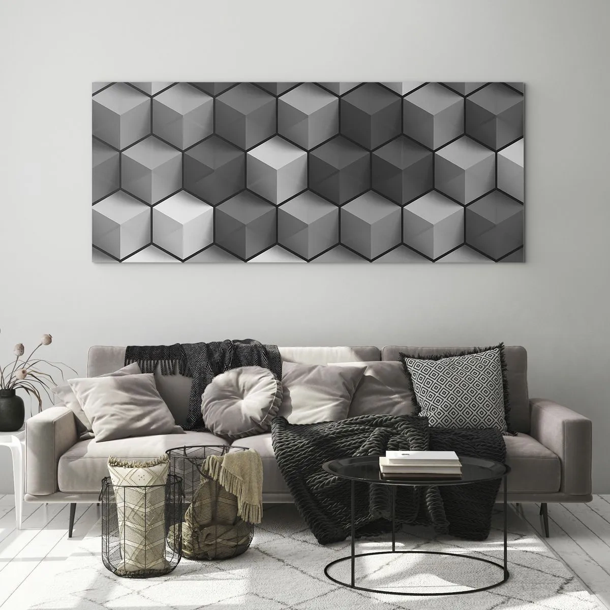 Obraz na skle - Kubistické puzzle - 100x40 cm