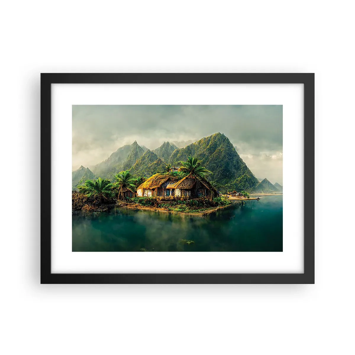 Plakát v černém rámu - Tropický ráj - 40x30 cm