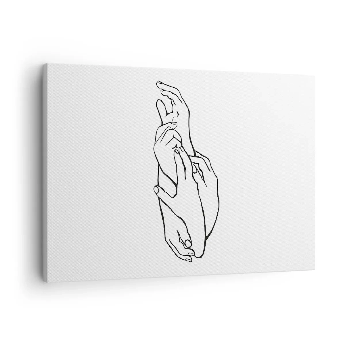 Obraz na plátně - Minimalistická skica rukou sepjatých v gestu jemnosti. - 70x50cm - Dobrý dotek - Moderní nástěnná dekorace do obývacího pokoje a ložnice ARTTOR