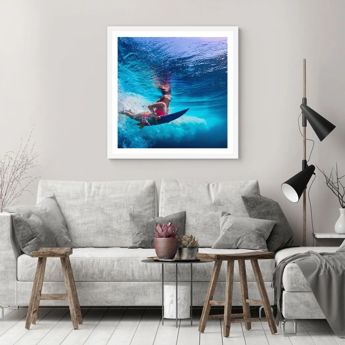 Plakát v bílém rámu - Hloubka radosti - 40x40 cm